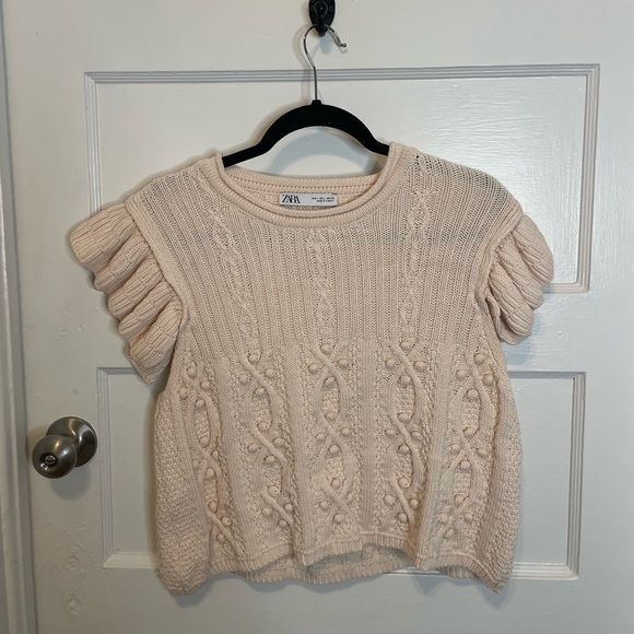 Zara Cropped Crème Sweater - Picture 1 of 5